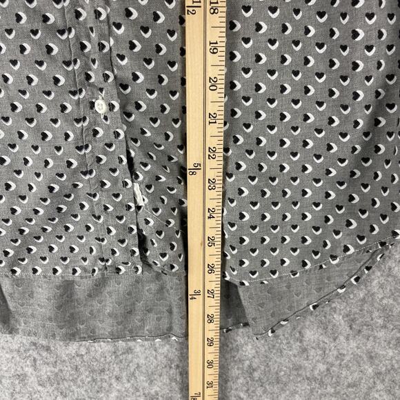 Grayson The Hero Top Womens 3 Medium Gray Heart Print Lyocell Button Up Soft - Picture 6 of 15